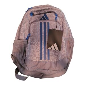 Adidas Backpack Gray Blue Stripes‎ Letter Print School Bag Book Travel Carry On